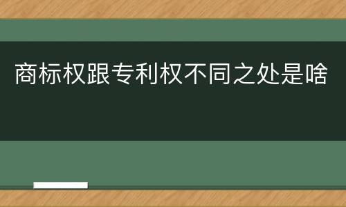 商标权跟专利权不同之处是啥