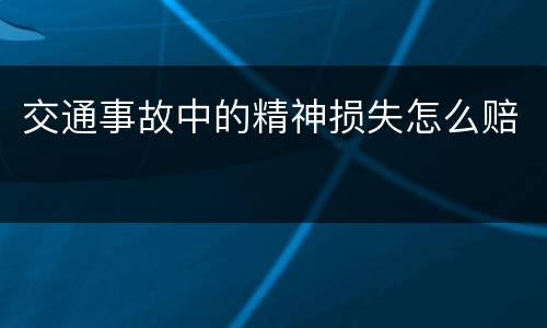 交通事故中的精神损失怎么赔