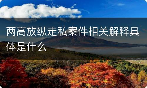 两高放纵走私案件相关解释具体是什么