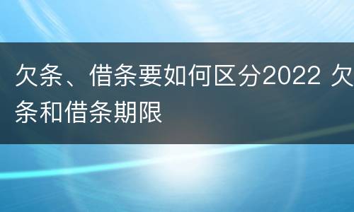 欠条、借条要如何区分2022 欠条和借条期限
