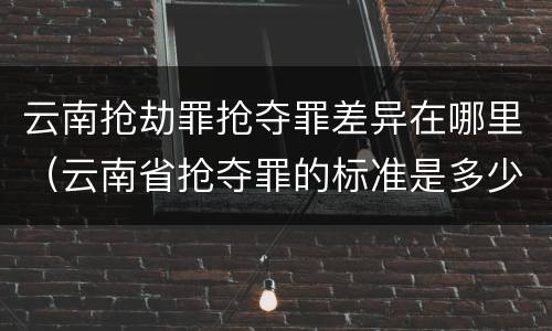 云南抢劫罪抢夺罪差异在哪里（云南省抢夺罪的标准是多少?）