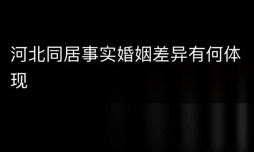 河北同居事实婚姻差异有何体现
