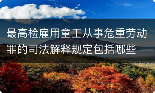 最高检雇用童工从事危重劳动罪的司法解释规定包括哪些