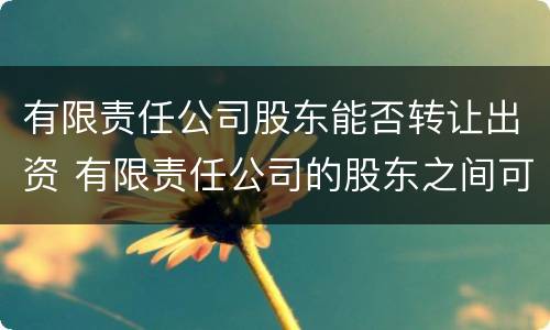 有限责任公司股东能否转让出资 有限责任公司的股东之间可以相互转让股权