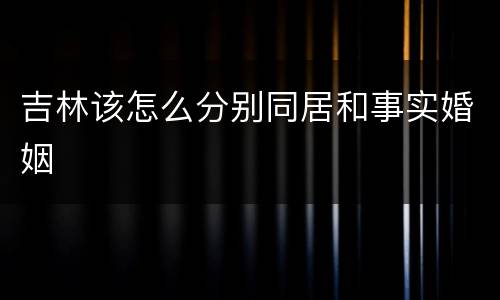 吉林该怎么分别同居和事实婚姻
