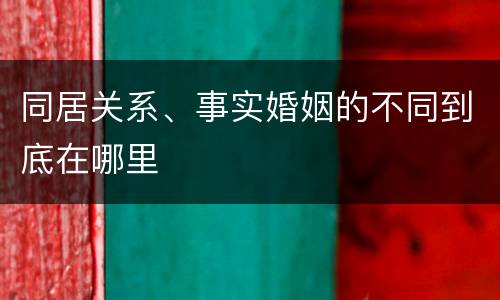 同居关系、事实婚姻的不同到底在哪里
