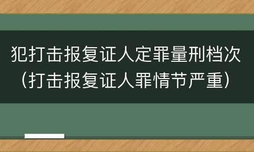 犯打击报复证人定罪量刑档次（打击报复证人罪情节严重）