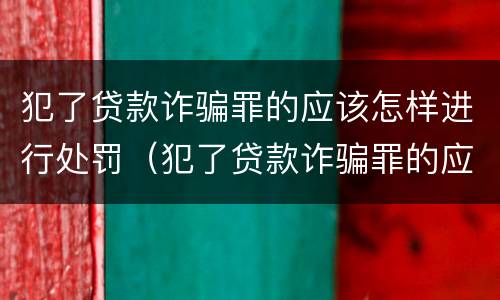 犯了贷款诈骗罪的应该怎样进行处罚（犯了贷款诈骗罪的应该怎样进行处罚决定）
