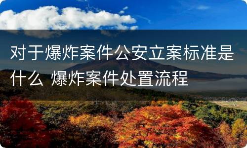 对于爆炸案件公安立案标准是什么 爆炸案件处置流程