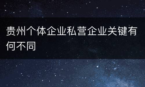 贵州个体企业私营企业关键有何不同