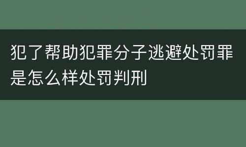 犯了帮助犯罪分子逃避处罚罪是怎么样处罚判刑