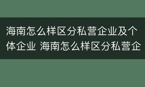 海南怎么样区分私营企业及个体企业 海南怎么样区分私营企业及个体企业名录