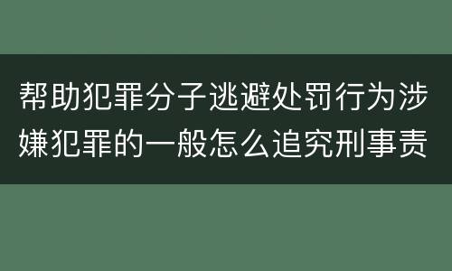 帮助犯罪分子逃避处罚行为涉嫌犯罪的一般怎么追究刑事责任