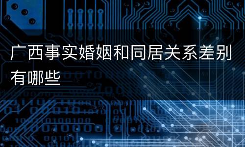 广西事实婚姻和同居关系差别有哪些