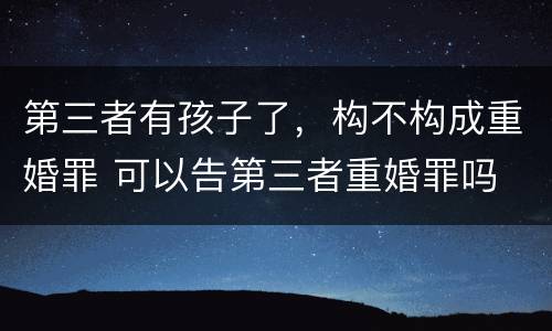 第三者有孩子了，构不构成重婚罪 可以告第三者重婚罪吗