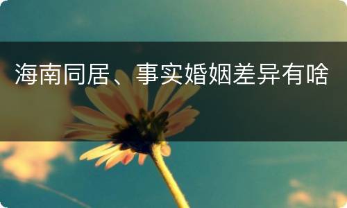 海南同居、事实婚姻差异有啥