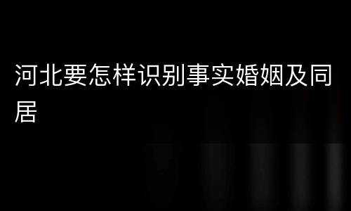 河北要怎样识别事实婚姻及同居