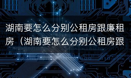 湖南要怎么分别公租房跟廉租房（湖南要怎么分别公租房跟廉租房的区别）