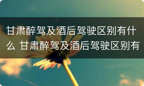 甘肃醉驾及酒后驾驶区别有什么 甘肃醉驾及酒后驾驶区别有什么规定