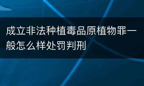 成立非法种植毒品原植物罪一般怎么样处罚判刑
