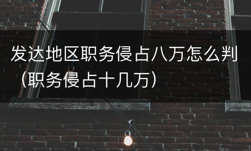发达地区职务侵占八万怎么判（职务侵占十几万）