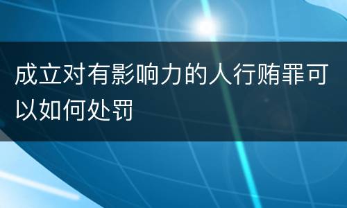 成立对有影响力的人行贿罪可以如何处罚