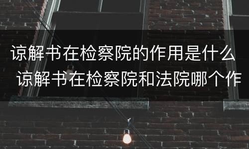 谅解书在检察院的作用是什么 谅解书在检察院和法院哪个作用大