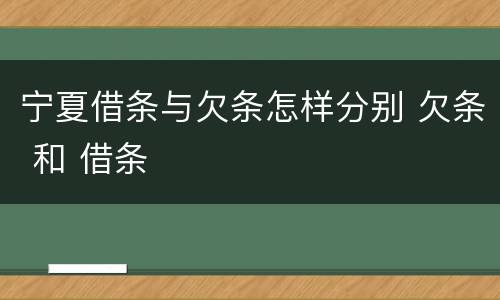 宁夏借条与欠条怎样分别 欠条 和 借条