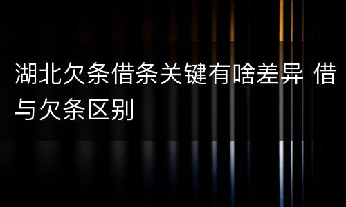 湖北欠条借条关键有啥差异 借与欠条区别