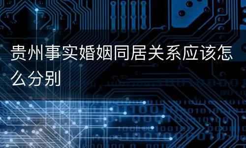 贵州事实婚姻同居关系应该怎么分别