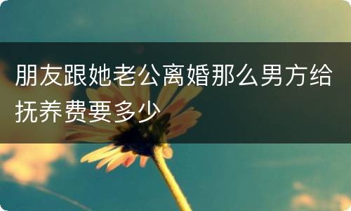 朋友跟她老公离婚那么男方给抚养费要多少