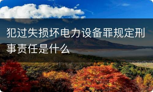 犯过失损坏电力设备罪规定刑事责任是什么 犯过失损坏电力设备罪规定刑事责任是什么