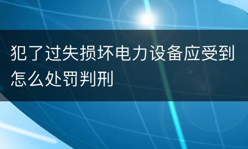 犯了过失损坏电力设备应受到怎么处罚判刑