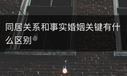 同居关系和事实婚姻关键有什么区别