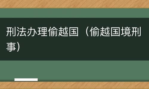 刑法办理偷越国（偷越国境刑事）