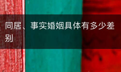 同居、事实婚姻具体有多少差别