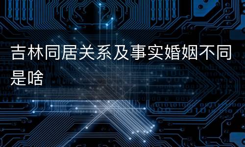 吉林同居关系及事实婚姻不同是啥