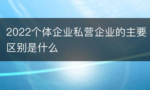 2022个体企业私营企业的主要区别是什么