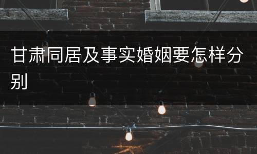 甘肃同居及事实婚姻要怎样分别