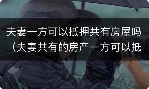 夫妻一方可以抵押共有房屋吗（夫妻共有的房产一方可以抵押贷款吗）