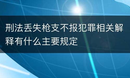 刑法丢失枪支不报犯罪相关解释有什么主要规定