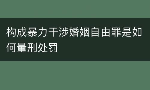 构成暴力干涉婚姻自由罪是如何量刑处罚