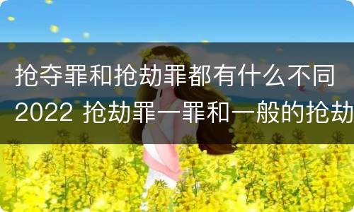 抢夺罪和抢劫罪都有什么不同2022 抢劫罪一罪和一般的抢劫罪