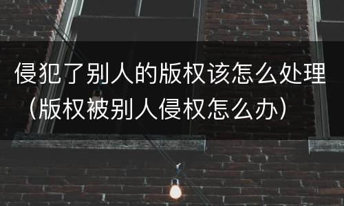 侵犯了别人的版权该怎么处理（版权被别人侵权怎么办）