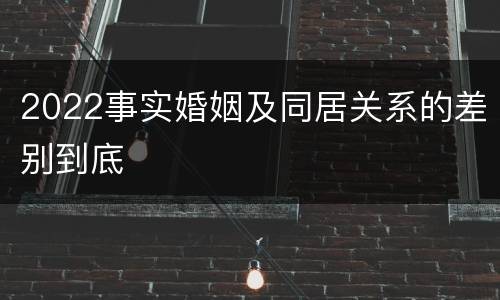 2022事实婚姻及同居关系的差别到底