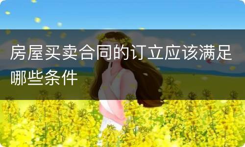房屋买卖合同的订立应该满足哪些条件