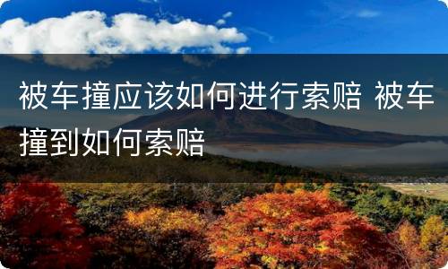 被车撞应该如何进行索赔 被车撞到如何索赔