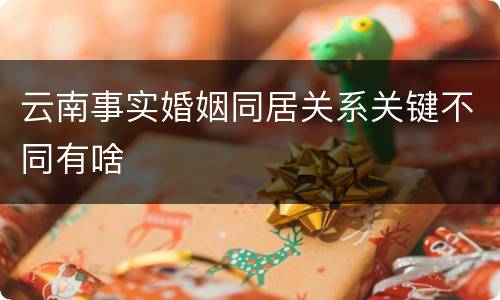 云南事实婚姻同居关系关键不同有啥
