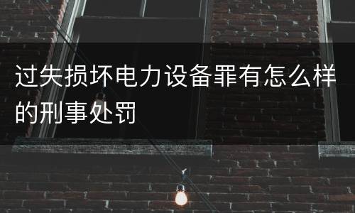 过失损坏电力设备罪有怎么样的刑事处罚