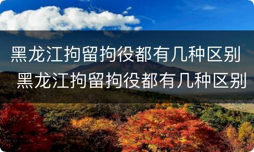 黑龙江拘留拘役都有几种区别 黑龙江拘留拘役都有几种区别呢